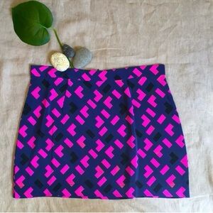 Amanda Uprichard Geo Silk Mini Skirt Size Medium